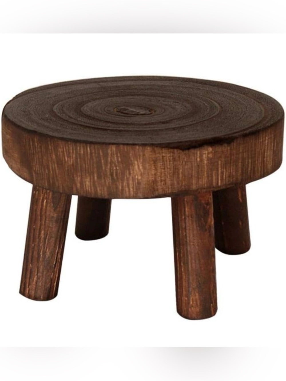 Rustic Round Wooden Stool - Brown
